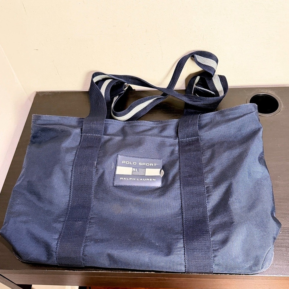Polo Sport Ralph Lauren Navy Canvas Travel Weekend Tote Bag Vintage Blue